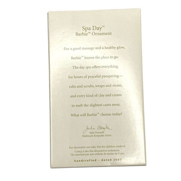 Barbie Spa Day 2007 Hallmark Keepsake Christmas Ornament NIB - Picture 3 of 4